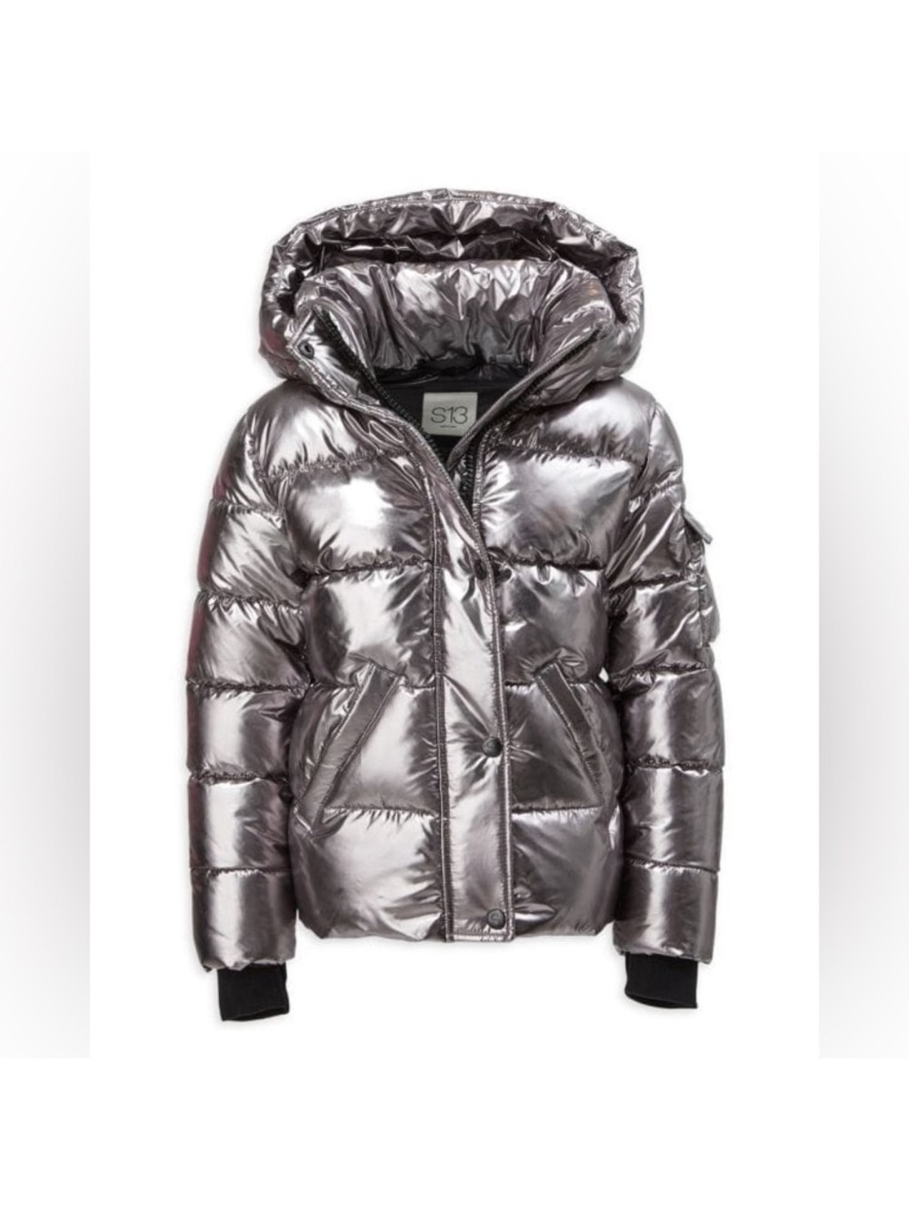 silver metallic puffer jacket S13